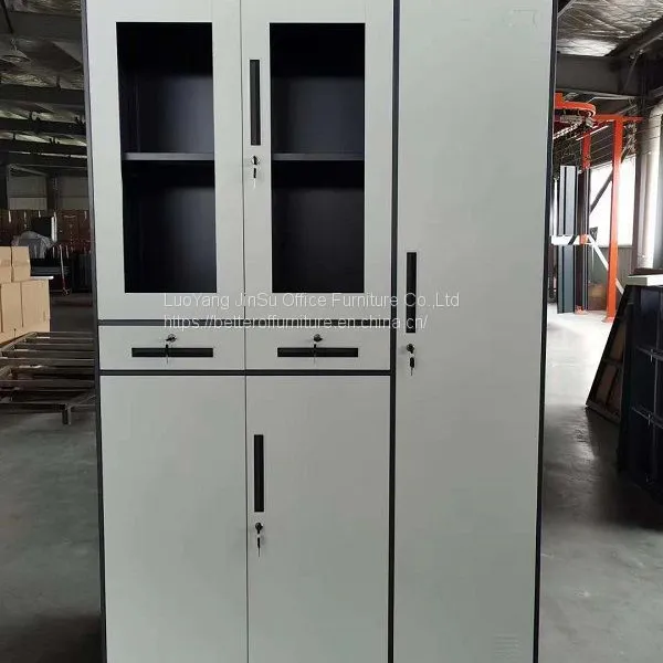 Storage File Cabinet and Steel Locker Combination Group Structure Dark Gray and White Color photo-3