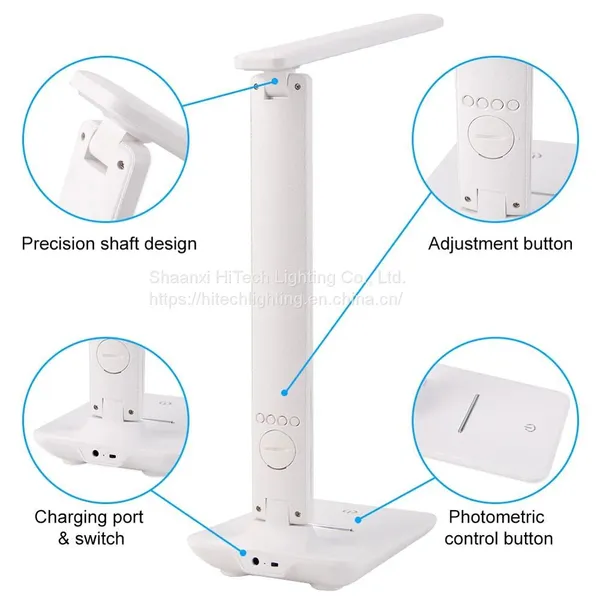 5W/10W LED Table Lamp For Study Reading Touch Switch Desk Lamps With Calendar Temperature Alarm Clock Rechargeable Reading Light photo-4