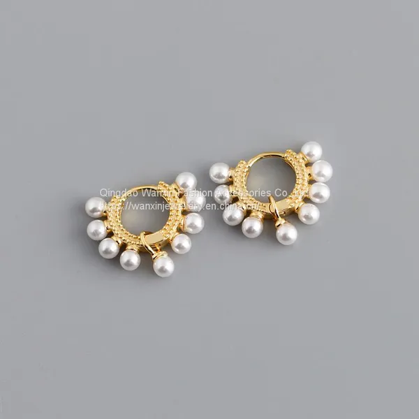 Pearl Circle Personality S925 Sterling Silver Earrings for Girls photo-4