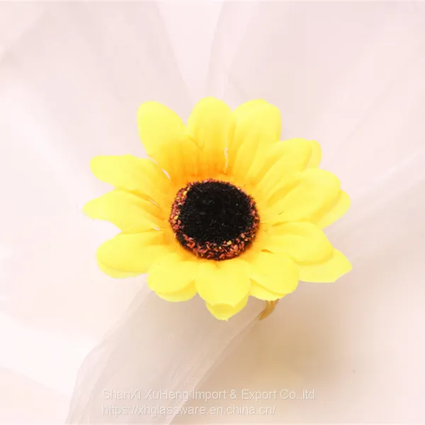 Factory Cheap Wholesale Sunflower Napkin Buckle With Metal Rings photo-3