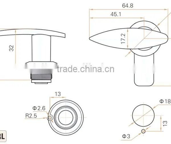 2015 FEILEI MS309-1 China Factory Sell Zinc Alloy High Quality Cabinet L Handle Lock Without Key Set photo-4