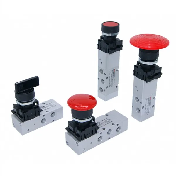Válvula Neumática Manual AIRWORK VM6074030 3/2 NC Botón de Champiñón G1/8 550 Nl/min 84 Opciones de Ensamblaje Aluminio 10 Bar