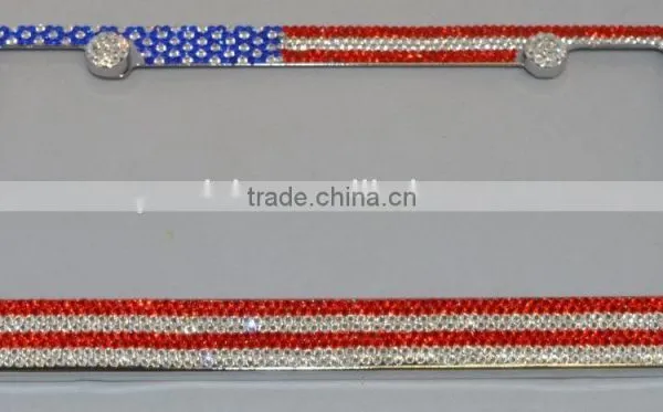 2015 USA Flag Bling Rhinestone License Plate Frame Wholesale photo-3
