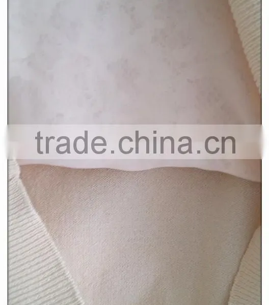2015 Women Knitting Ladies' Blouse Short Sleeve Beaded Round Neck Pullover With Lace Patchwork photo-3
