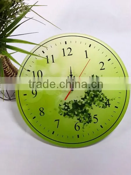 UV Oil 4C Printing Green Butterfly Decorative Acrylic Wall Clock