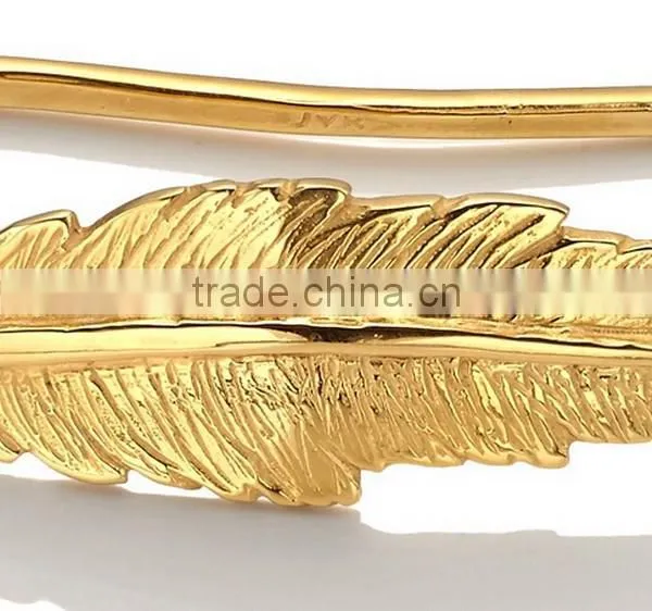 2015Fashion Gold Feather Hand Cuff Bangle photo-5