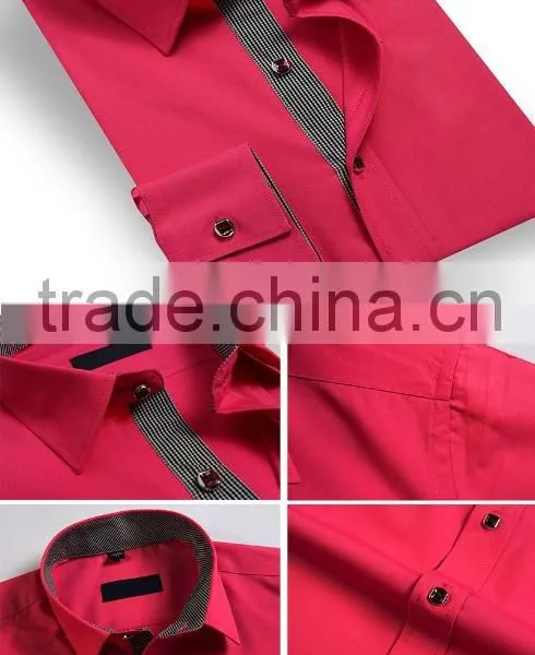 Plain Green Shirt Vintage Style Shirt 2015 Fashion Men Slim Shirt photo-2