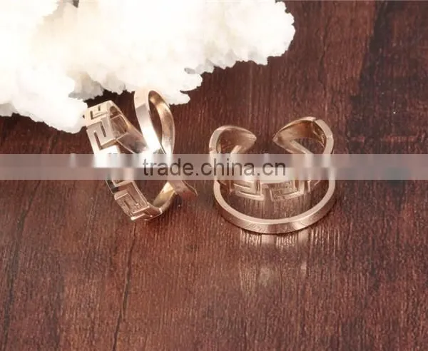 High Quality Jewellery Rose Gold Plated Stainless Steel Cuff Double Ring photo-6