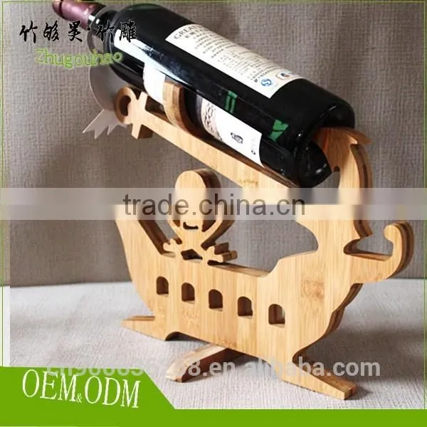 Decorative SINGLE Bottle Holder Bamboo Wine Racks Wine Shelf photo-4