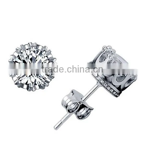 Women Cubic Zircon Silver Crown Earrings