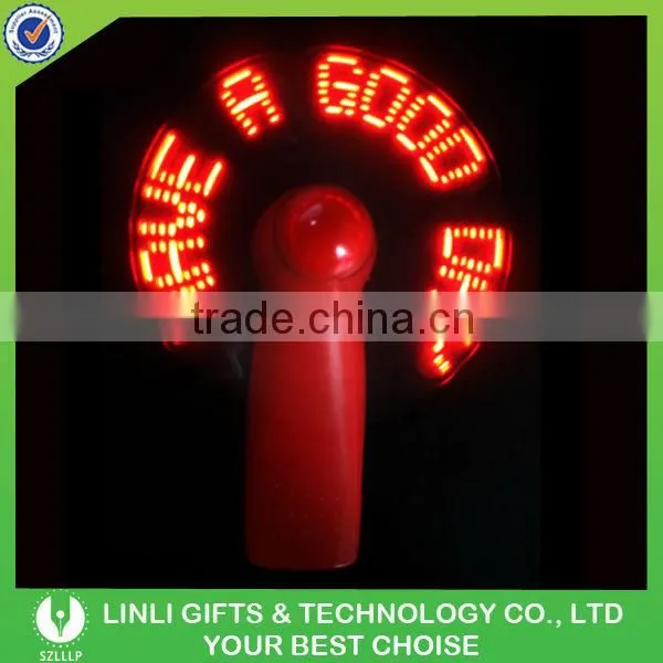 Creative Promotional Handle LED Message Fan Customer Message Flash Fan For Promotion