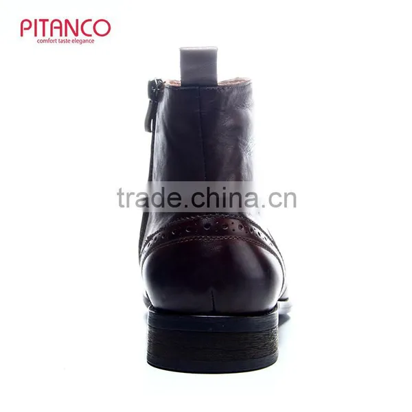 British Style Brush Color Cowhide Brogues Mens Boots photo-3
