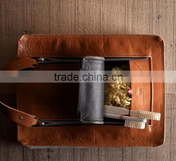 Dopp Kit Travel Canvas Pouch Toilet Pouch Leather Trim photo-6