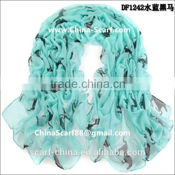 Dark Horse Print Scarf Shawl Wholesale Women photo-2