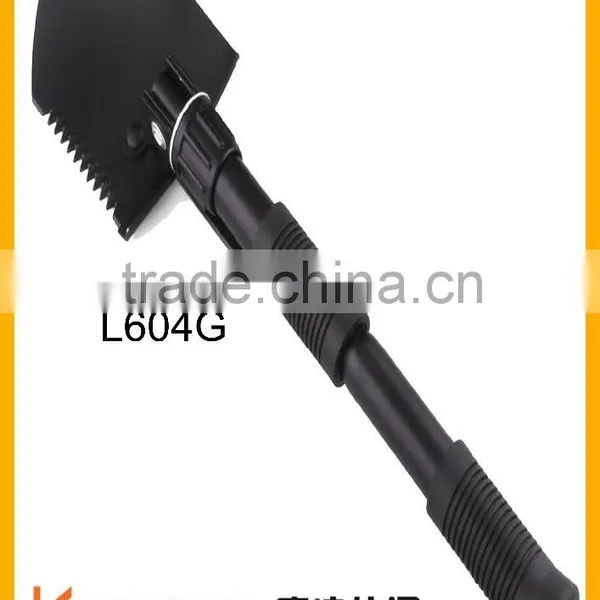 Different types of folding camping shovel with saw and pickaxe