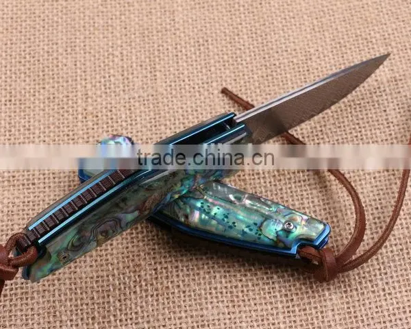 OEM Damascus Pocket Knife Application and Abalone Handle Knife photo-3