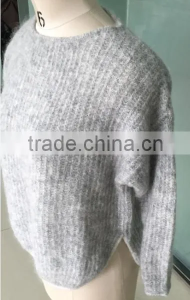 Lady's Japanese New Fashion Loose Fit Wool and Mohair Knitted Sweater photo-4