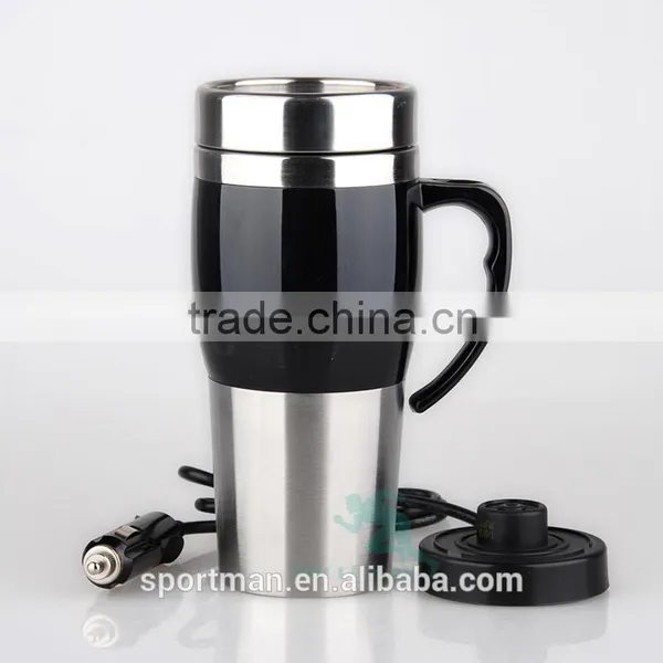 Eco-Friendly Tailored Lightweight Travel Mug With Easy-clean Lid Electric Car Heating Vacuum Flask Stainless Steel Coffee Mug photo-4