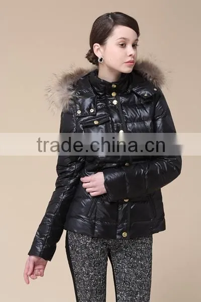 Lady's New Design Down Jacket Short Style With Real Fur Hood Dark New Arrival Down Jacket/Women Jacket/Duck Down Jacket photo-4