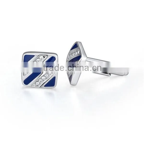 Yiwu Factory Wholesale Copper Metal Enamel Crystal Cufflinks for Men Shirts Cuff Link photo-3
