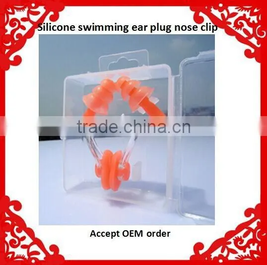 Factory Direct Sale Disposable Orange Yellow Blue Black Green Swimming Silicone Ear Plug With Nose Clip