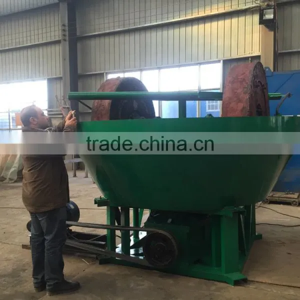 Egypt Gold Ore Gold Selecting Machine, Two Wheels Wet Pan Mill photo-2