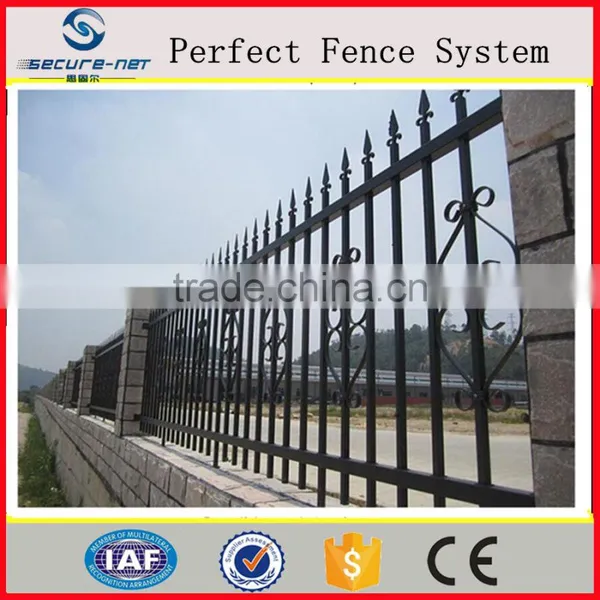 Black Powder Coated Security Backyard Metal Wrought Iron Steel Picket Fence photo-4