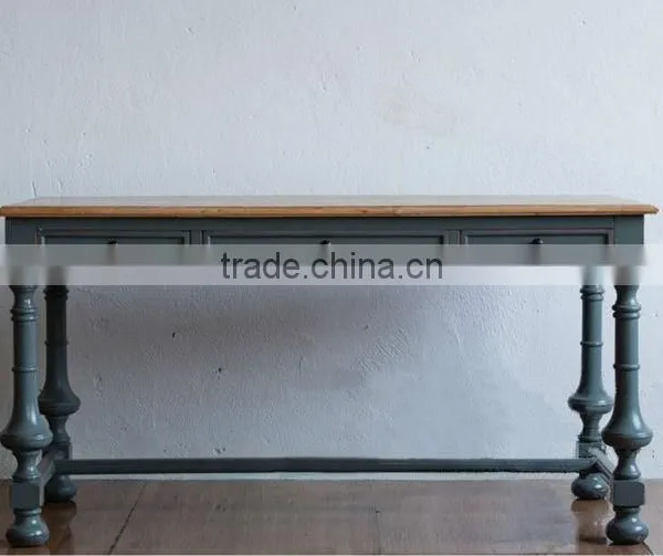 Spanish Style Wooden Rectangular Living Room Console Table With Antique Finishing Workmanship photo-3