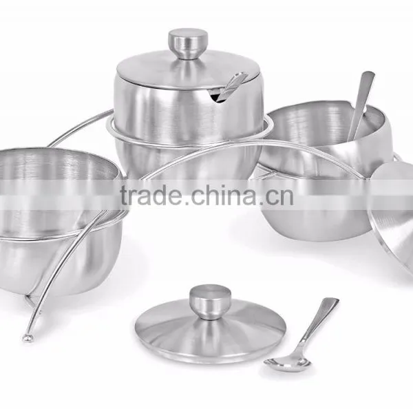 Stainless Steel Condiment Set Seasoning Containers With Stand and Spoons photo-4