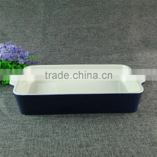 China Supplier Two Handles Colorful Bule And Red Ceramic Bakeware photo-4