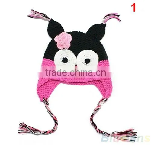 Multicolor Infant Toddler Handmade Knitted Crochet Baby Hat Owl Hat Cap photo-3