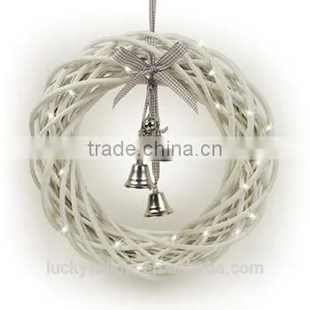 Hot Sell Christmas Wicker Wreath With Lights and Bells,grey Hanging Christmas Wreath photo-3