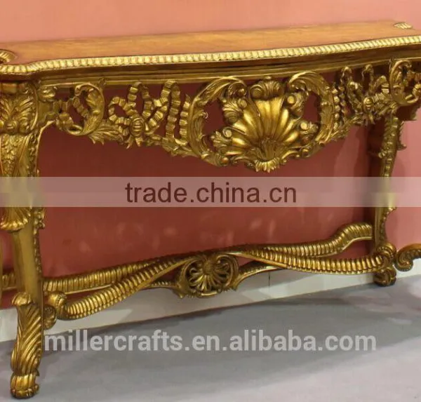 Antique Reproduction Italian Design Gold Leaf Veneer Top Hotel Side Table photo-3