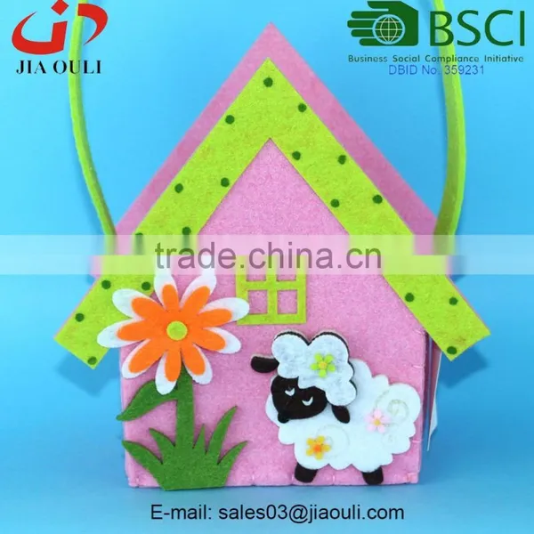 BSCI Audit Factory New Design Easter Decoration Non-woven Fabric House Basket, Easter Cheap Decorative Baskets photo-2