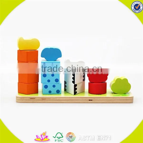 Wholesale Kids Wooden Animals Blocks Stacking Game Cheap Wooden Animals Blocks Stacking Toy Popular Baby Toy W13D113 photo-3
