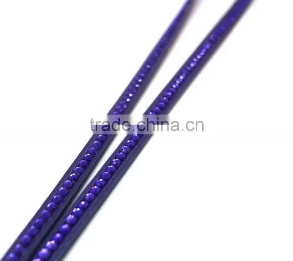 Popular Promotion Gift PU Leather Lanyard With Purple Crystal Gem, Swivel Snap Hooks, Key Ring Accembly, Acrylic Gem Key Chain photo-3