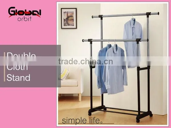 Heavy Duty Movable Garment Hanging Rail Stand Extendable Clothes Drying Rack photo-5