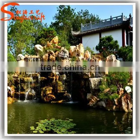Factory Design Large Outdoor Artificial Fiberglass Decoration Waterfall Rocks for Gardens photo-5