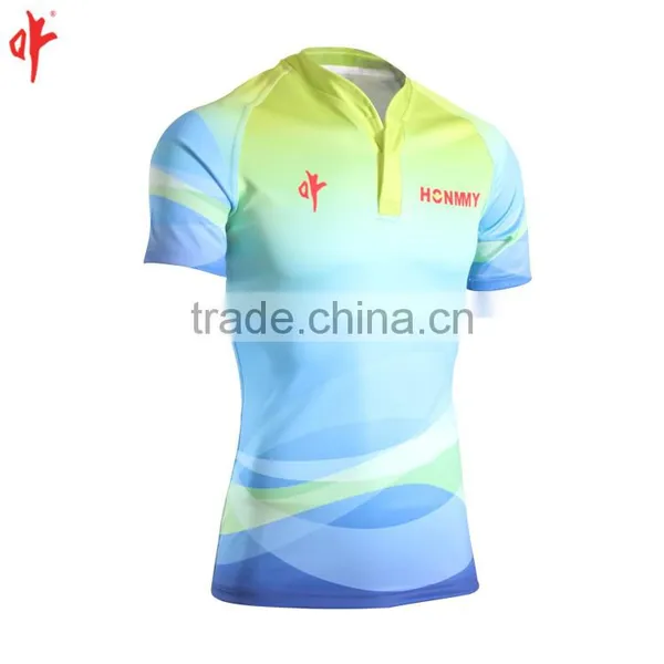 Full Sublimation Uniforms,Rugby t Shirt,Plain Sky Blue Jersey Football photo-2