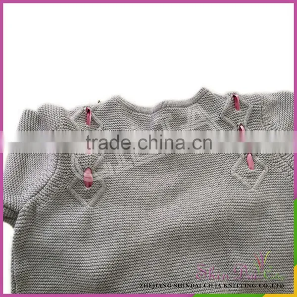 Wholesales Fashionable Korean Style 100% Cotton Kids Sweater With Bow photo-3