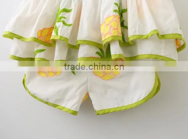 2017 Summer Girls Pineapple Embroidered Vest and Short Suit photo-3