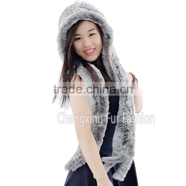 CX-C-41M Woman Winter Warm Rex Rabbit Russian Fur Hat photo-4