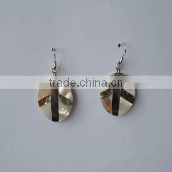 Mix Natural Abalone Shell Hoop Earrings Coconut Mosaic Earrings Round Hollow Paua Shell Earrings photo-4