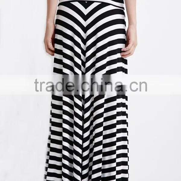 2015 Fold-over Waist Stripe Print Skirts Fashion Long Maxi Skirt photo-2