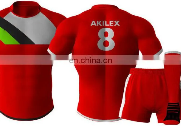 Manufacture Red Custom Design Sublimation Rugby Jersey With Socks photo-5