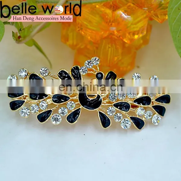 Alloy Peafowl Rhinestone Crystal Hair Barrette Clips photo-4