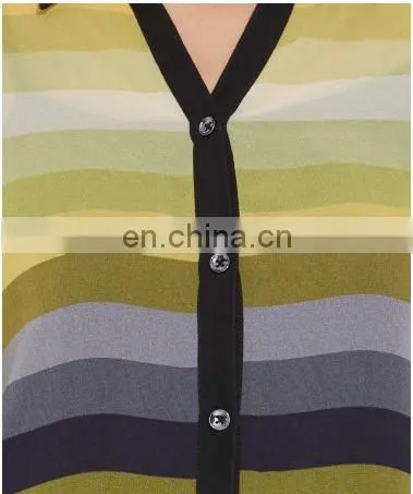 Fashion New Women Clothes Tops Loose Perspective Sexy Sheer Chiffon Collar Neck Strip Print Style Shirts For Women photo-4