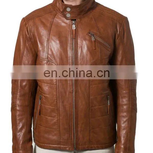 Decorative Stitching on the Shoulder, Elbow, Hip and Side Leather Jackets