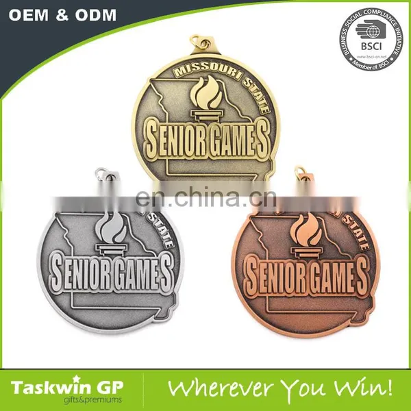 Gold Silver Bronze Senior Game Sports Award Medallion Custom Metal Medals photo-4