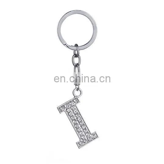 26 Letter Available Alphabet Rhinestones Metal Keychain photo-6